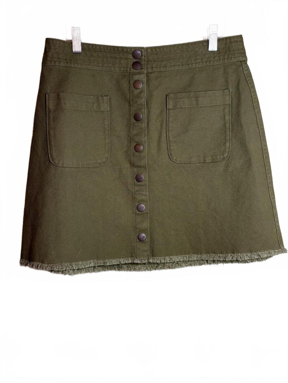 Madewell Olive Green Denim Miniskirt 6